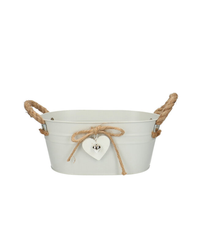 Weiße Zink-Valentinsbox mit Herzen | Maße 24 x 15 x 10 Zentimeter | Pro 10 Stück zu bestellen