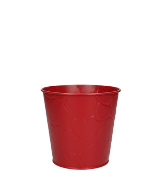 4A Roter Zink-Valentinstopf mit Herzen | Durchmesser 13 Zentimeter | Höhe 12 Zentimeter | Pro 10 Stück