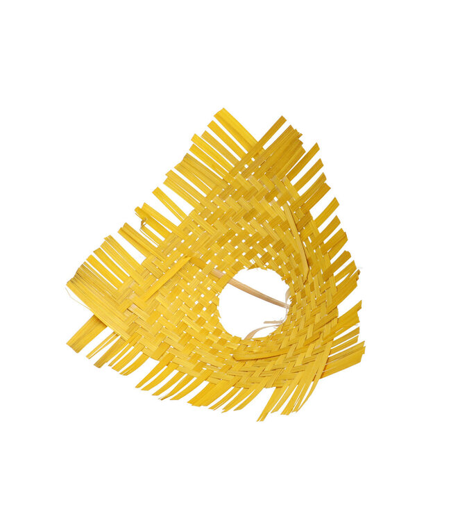 Porte-bouquet en bambou tressé jaune | Diamètre 25 centimètres | Commande par 6 pièces