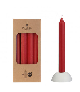 4A Red pencil candle | Diameter 2.2 centimetres | Length 20 centimetres | 4 candles per pack | Per piece