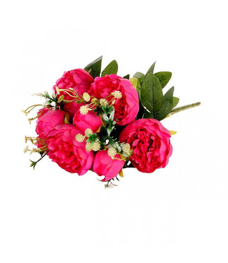 4A Bouquet de pivoines artificielles couleur fuchsia | Longueur 41 centimètres | Par pièce