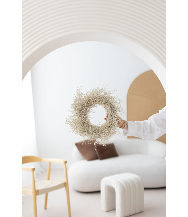 White flax wreath | Wreath of white Linum dried flowers | Ø 30 centimetres | Ordered by piece