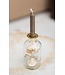 Fleurs blanches séchées dans un bougeoir en verre | Hauteur 16 centimètres | Commande par pièce
