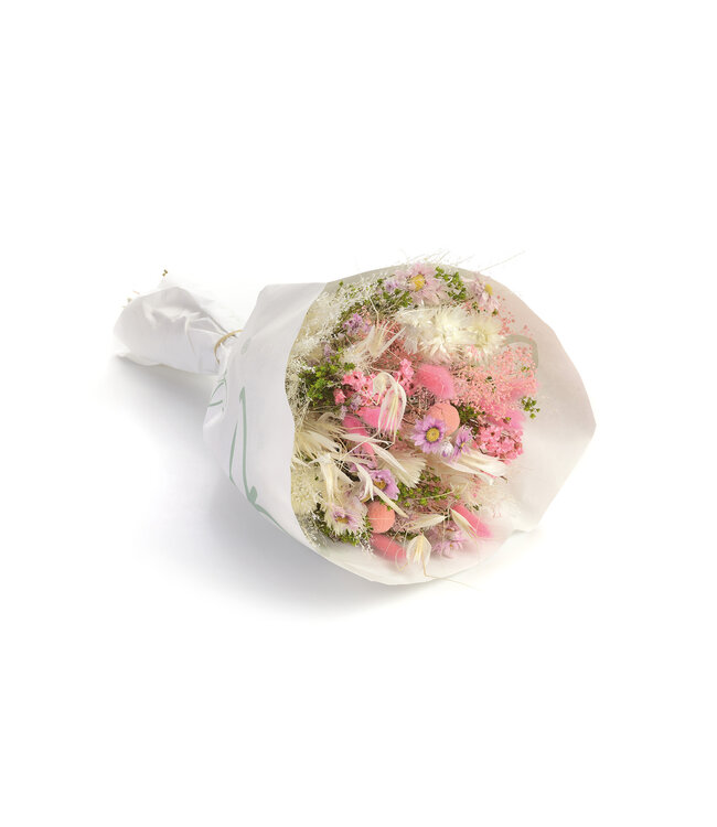 Bouquet of dried flowers Mazzo Farfalla Bianco Rosa | Length ± 40 centimetres | Available per bouquet