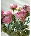 Roze Ranonkel zijden bloem "Pink Ranunculus" | Tak met 3 bloemen | Lengte 50 centimeter | Per tak te bestellen