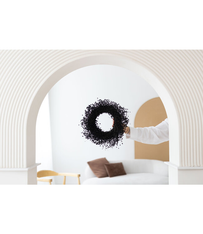 Black flax wreath | Wreath of black Linum dried flowers | Ø 30 centimetres | Ordered by piece