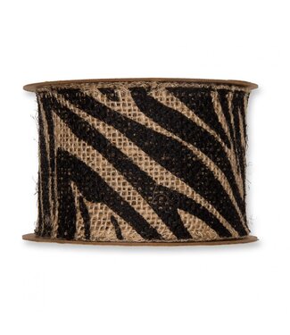 4A Zwart Jute zebra lint  |  60 millimeter breed | Lengte 5 meter | Per stuk