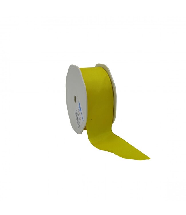 Yellow fabric ribbon with wire | 38 millimetres wide | Length 20 metres | Available per piece