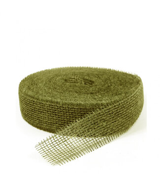 4A Olijfgroen Jute lint | 50 millimeter breed | Lengte 40 meter  | Per stuk
