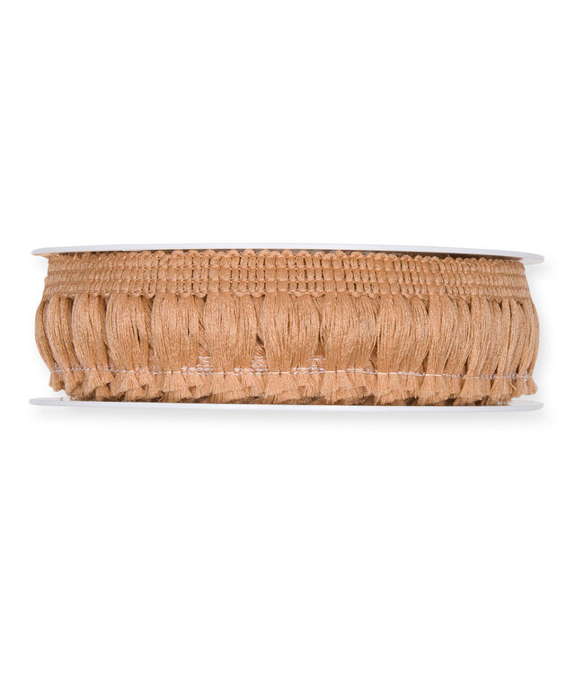 Bruin Fringe lint | 25 millimeter breed | Lengte 7 meter  | Per stuk te bestellen