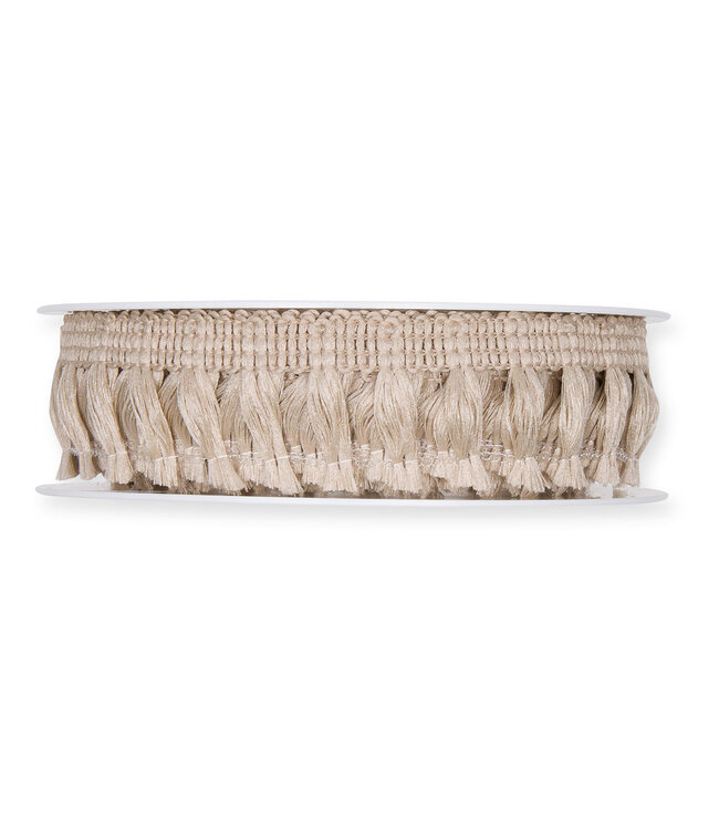 Lichtbruin Fringe lint | 25 millimeter breed | Lengte 7 meter  | Per stuk te bestellen