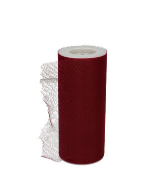4A Bordeauxrood Tule lint | 150 millimeter breed | Lengte 23 meter | Per stuk