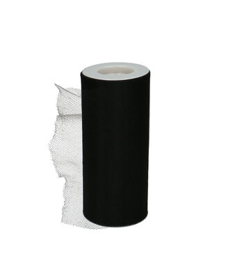 4A Zwart Tule lint | 150 millimeter breed | Lengte 23 meter | Per stuk