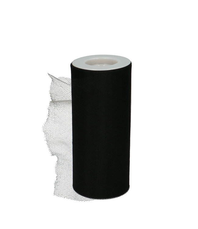Zwart Tule lint | 150 millimeter breed | Lengte 23 meter | Per stuk te bestellen