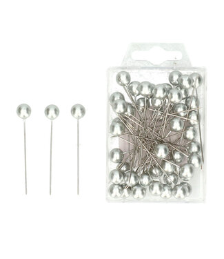 4A Silver-coloured pearl pins | Diameter 10 millimetres | Length 60 millimetres | 50 pins per package | Per piece