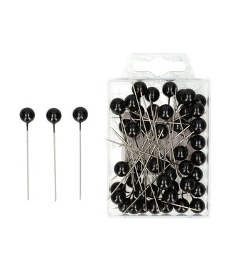 4A Black pearl pins | Diameter 10 millimetres | Length 60 millimetres | 50 pins per package | Per piece