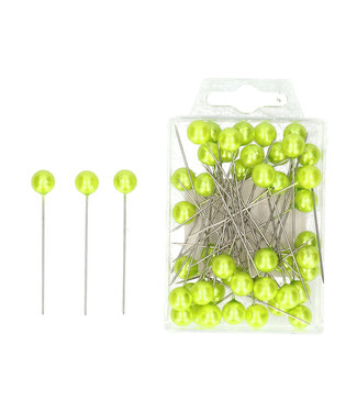 4A Apple green pearl pins | Diameter 10 millimetres | Length 60 millimetres | 50 pins per package | Per piece
