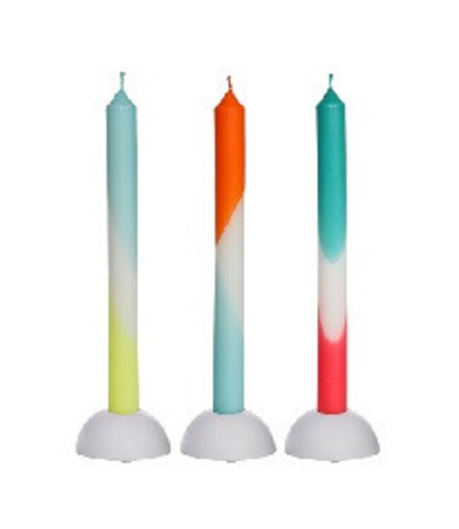 Mixed colours blue yellow Dip Dye candles | Diameter 2.2 centimetres | Length 24 centimetres | 3 candles per pack | Available individually