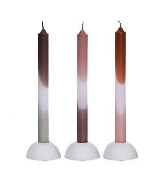4A Mixed colour rose brown Dip Dye candles | Diameter 2.2 centimetres | Length 24 centimetres | 3 candles per pack | Per piece