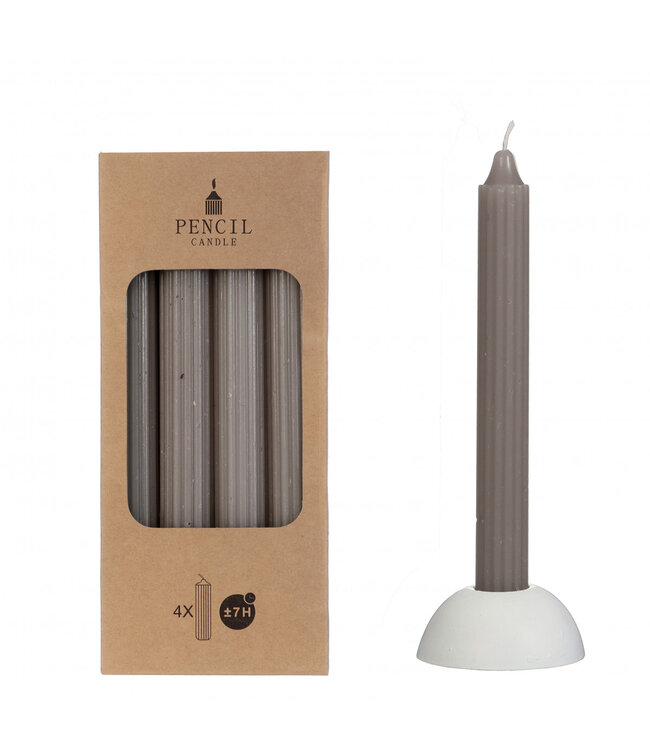 Graue Bleistiftkerzen | Durchmesser 2,2 Zentimeter | Länge 20 Zentimeter | 4 Kerzen pro Packung | Einzelstück bestellbar