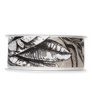 4A Brown white Leaves ribbon | 40 millimetres wide | Length 15 metres | Per piece