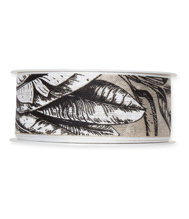 Brown white Leaves ribbon | 40 millimetres wide | Length 15 metres | Available to order individually
