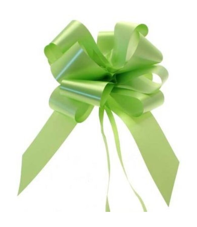 Groen Pull Bows trekstring lint | 50 millimeter breed | 20 stuks per verpakking | Per stuk te bestellen