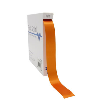 4A Orange satin ribbon | 25 millimetres wide | Length 100 metres | Per piece