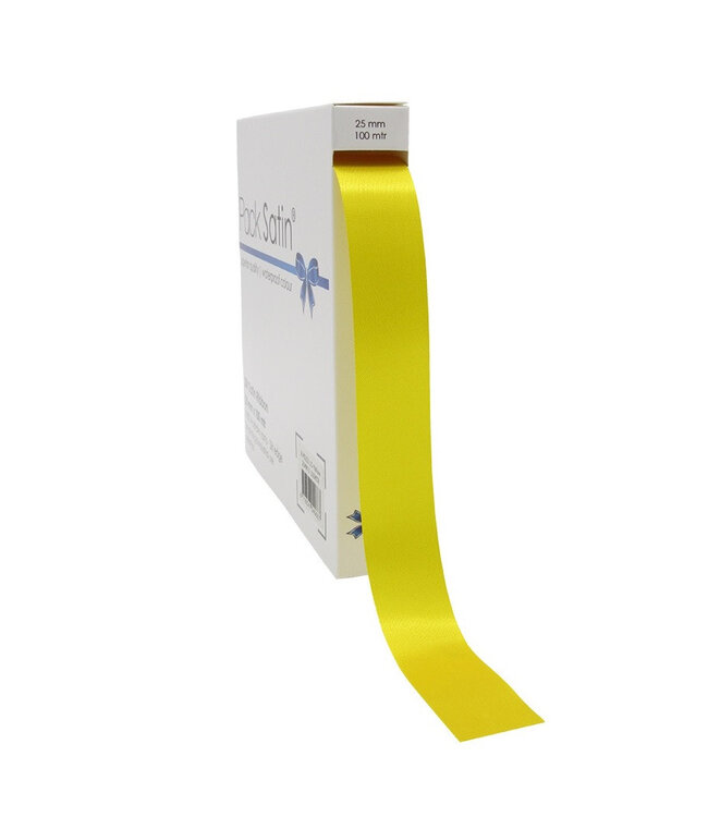 Yellow satin ribbon | 25 millimetres wide | Length 100 metres | Available to order individually