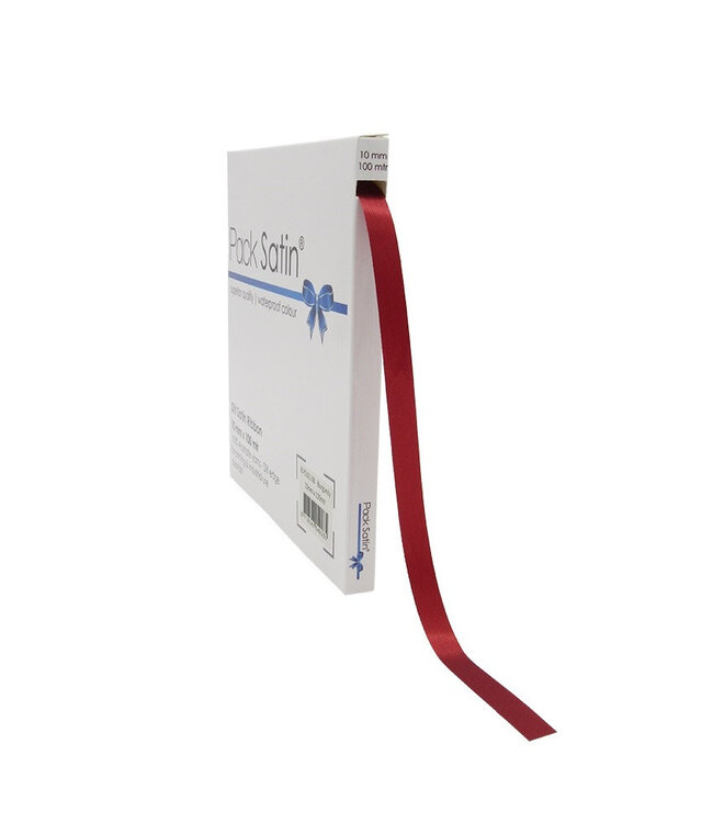 Bordeauxrotes Satinband | 10 Millimeter breit | Länge 100 Meter | Pro Stück bestellbar