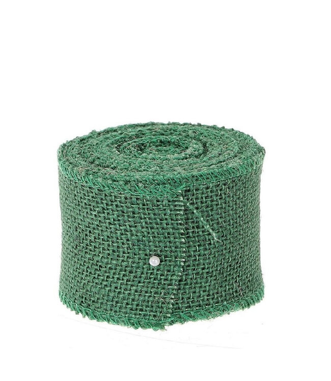 Donkergroen jute lint |  50 millimeter breed | Lengte 5 meter | Per stuk te bestellen