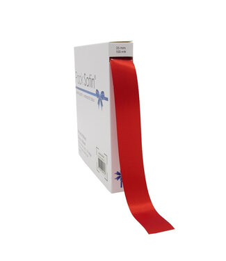 4A Rotes Satinband | 25 Millimeter breit | Länge 100 Meter | Pro Stück