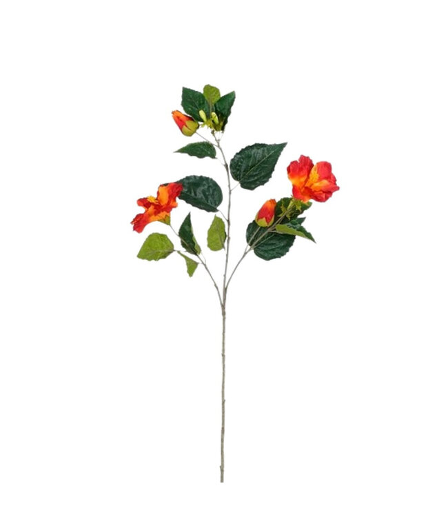 Orange Hibiscus artificial flowers | Length 76 centimetres | Available to order per 12 pieces