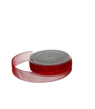 4A Rotes Organza-Band | 25 Millimeter breit | Länge 50 Meter | Pro Stück
