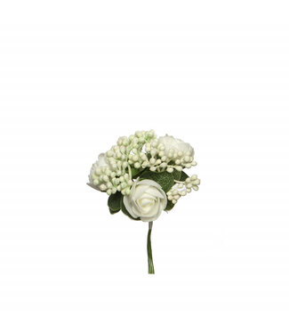 4A Naturelle weiße Flower Pick Hochzeitsansteckblume | 12 Stück pro Packung | Pro Stück