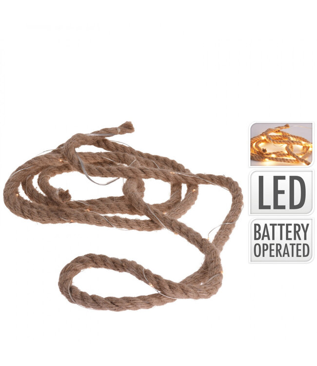 Decoratie LED jute touw 3m 30L ( x 1 )