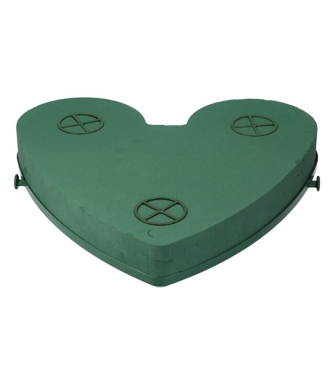 Groen Oasis steekschuim autohart met zuignap | Diameter 40 centimeter | Hoogte 42 centimeter | Per stuk te bestellen