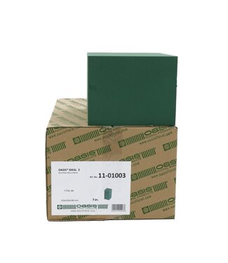 4A Grüner Oasis Ideal Steckmoosblock | Abmessungen 32 x 23 x 18 Zentimeter | 3 Blöcke pro Packung | Pro Stück
