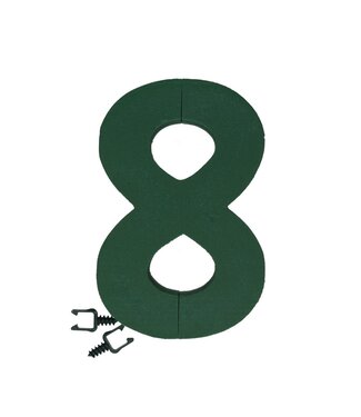4A Chiffre 8 en mousse florale Oasis verte | Hauteur 31 centimètres | À l'unité