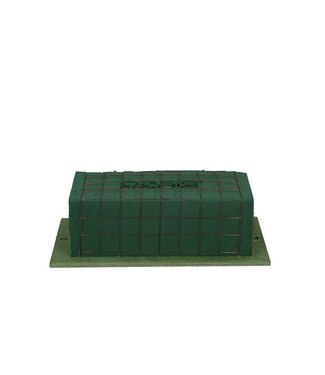 4A Green Oasis Bioline floral foam block on deco plate | Dimensions 26.7 x 14.8 x 8 centimetres | Per piece