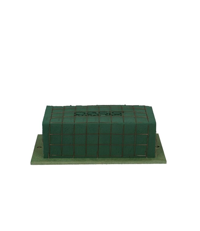 Bloc de mousse florale Oasis Bioline vert sur plaque déco | Dimensions 26,7 x 14,8 x 8 centimètres | Disponible à l'unité