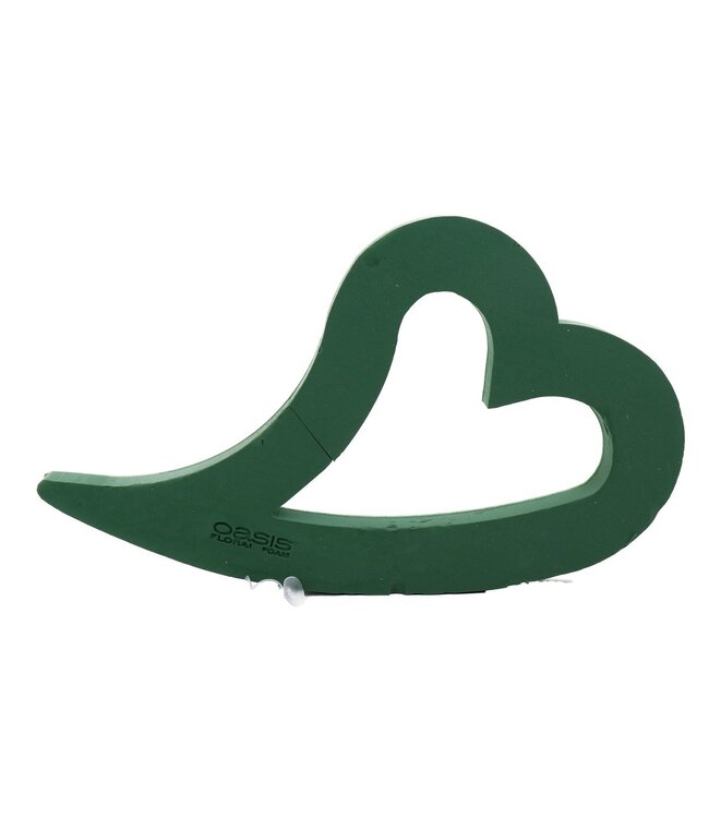 Cœur en mousse florale Oasis Bioline vert swing | Dimensions 80 x 50 x 5,5 centimètres | Disponible à l'unité