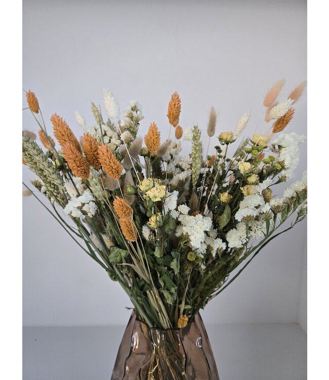 Boeket droogbloemen Shades of Salmon XL | Droogboeket in warme zalmtinten | Lengte 60 centimeter | Per boeket te bestellen
