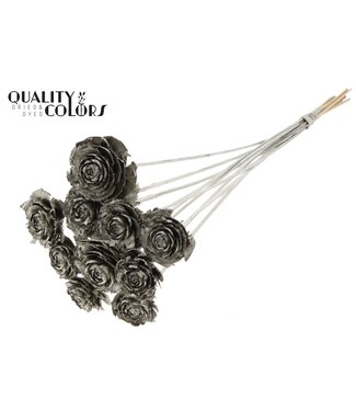 QC Cedar Rose on stem Platina | Per 50 stuks
