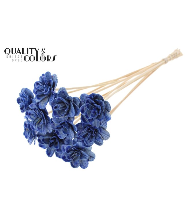 Beetal Rose 6cm on stem Wax Blue ( x 50 )