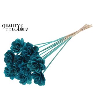 QC Beetal Rose 6cm on stem Turquoise ( x 50 )