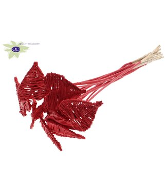 QC Lata Heart 8cm on stem Hat type Covered Red ( x 50 )