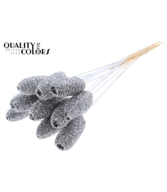QC Luffa Mini on stem Silver | Per 50 stuks
