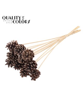 QC Pine cone 5-7cm on stem Frosted White ( x 150 )