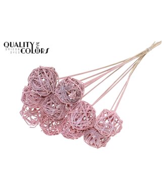 QC Bruce Ball 5cm on stem Frosted Light Pink | Per 50 stuks